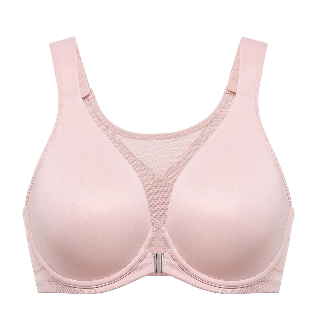 DELIMIRA Damen BH mit Vorderverschluss Grosse Grössen Haltungskorrektur Seamless BHS mit Bügel Tshir