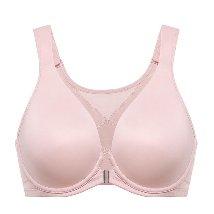 DELIMIRA Damen BH mit Vorderverschluss Grosse Grössen Haltungskorrektur Seamless BHS mit Bügel Tshir