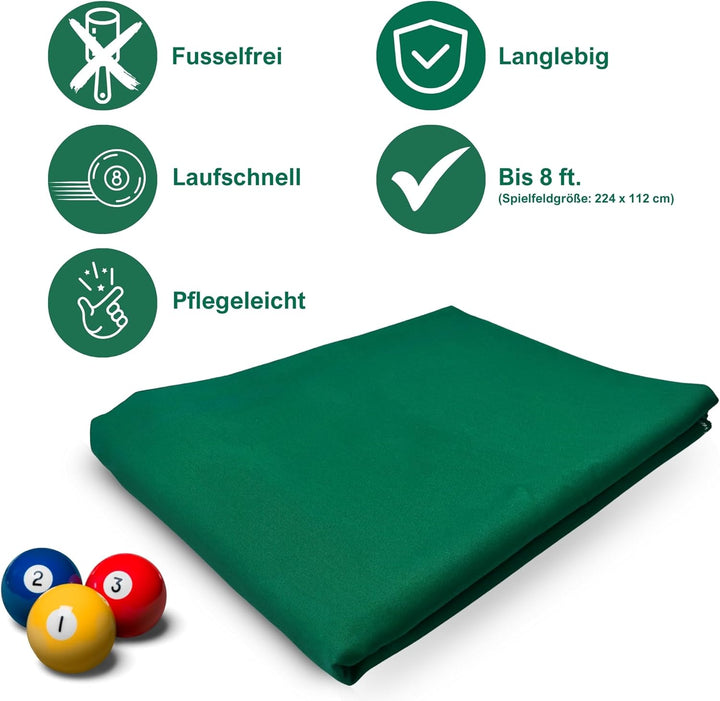 Winsport Billardtuch Arizona grün, Coupon 350x150cm für Spielfläche bis 8ft. inkl. Banden, hochwerti