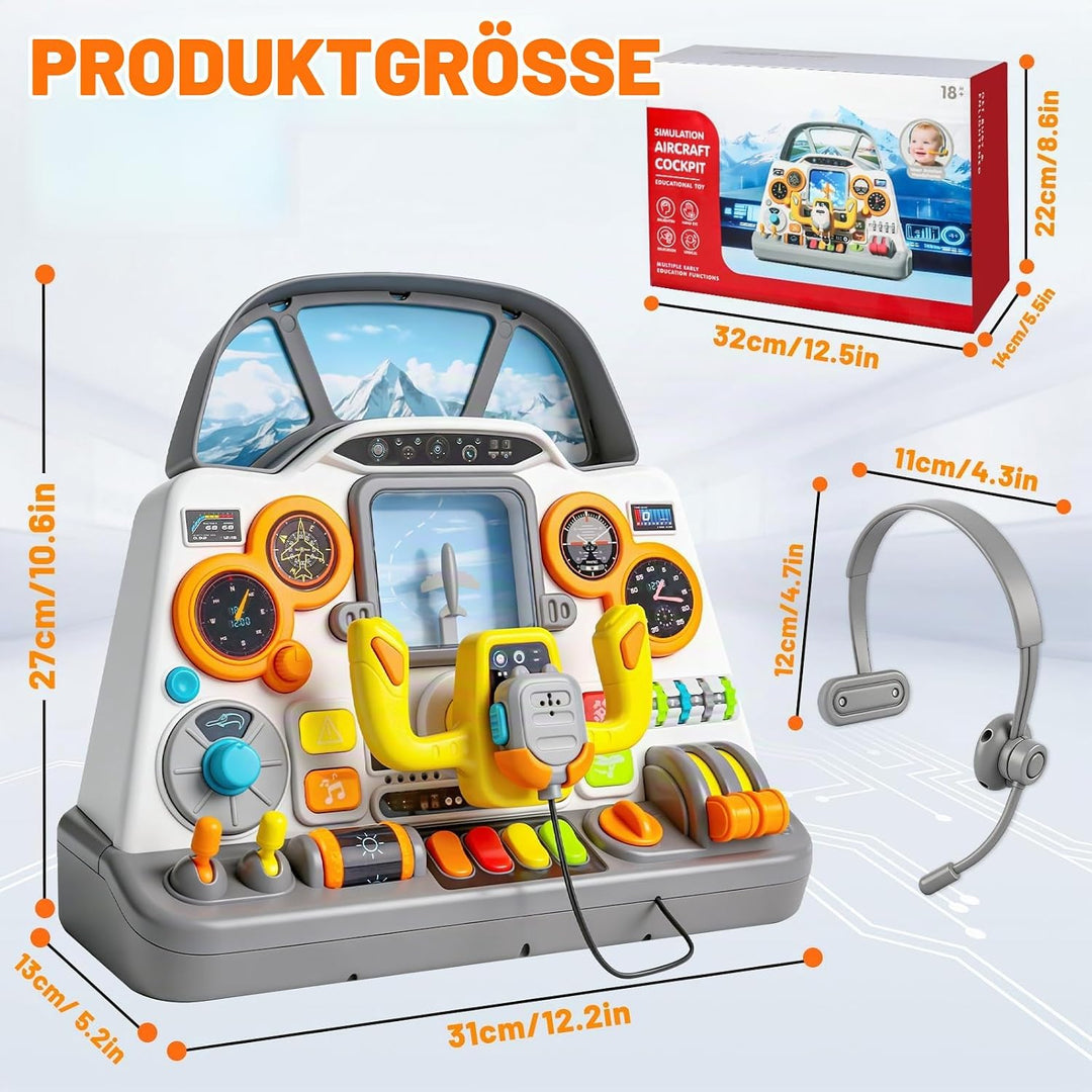 elzle Flugzeug Cockpit Armaturenbrett, Flugzeug Simulator Spielzeug Mit Licht Und Sound Für Kinder A