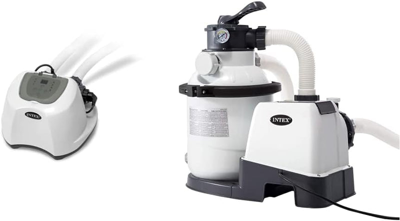 Intex 120 Volt Krystal Clear Salzwa-sser System-26668GS Salzwas-ser, Grau, Schwarz und Weiss, 41x34x
