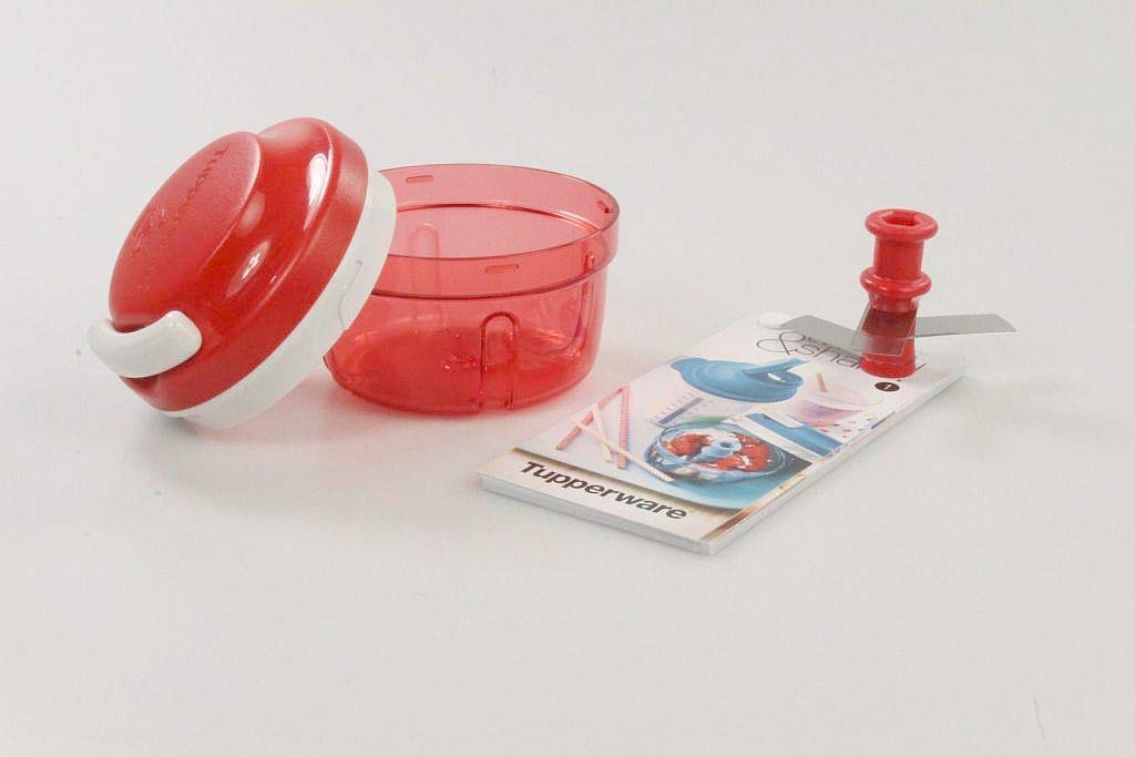 TUPPERWARE Chef Turbo-Chef rot D158 Zwiebelschneider + Rezeptkarte "Twist&Shake"