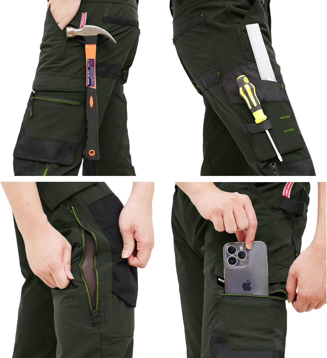 WORK IDEA Herren Slim-Fit Stretch Arbeitshose: Kritische Stoffbereiche aus Cordura – strapazierfähig
