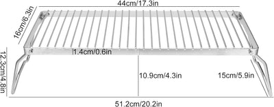 Ausla Lagerfeuer-Grillherdständer, Zusammenklappbarer BBQ-Grillständer aus Edelstahl, Tragbarer Camp