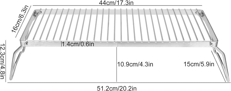 Ausla Lagerfeuer-Grillherdständer, Zusammenklappbarer BBQ-Grillständer aus Edelstahl, Tragbarer Camp