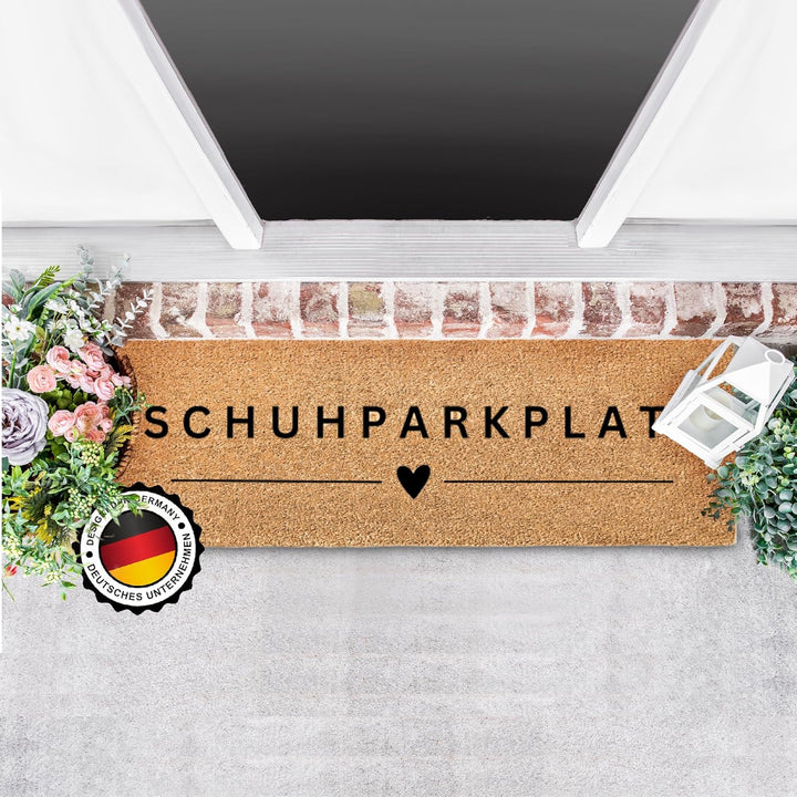 ElbFuchs® Schuhparkplatz Kokos Fussmatte 75x25cm | Rutsch- und wetterfeste Schuhmatte Abtropfmatte u
