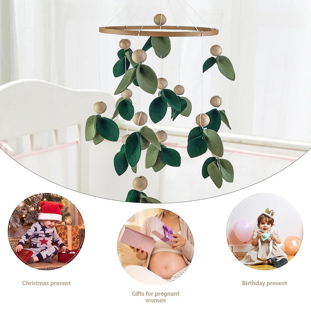 Babybett Mobile Windspiel 3D Blätter Hölz Baby Mädchen Kinderbett Anhänger für Babybett Kinderzimmer