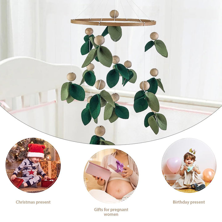 Babybett Mobile Windspiel 3D Blätter Hölz Baby Mädchen Kinderbett Anhänger für Babybett Kinderzimmer