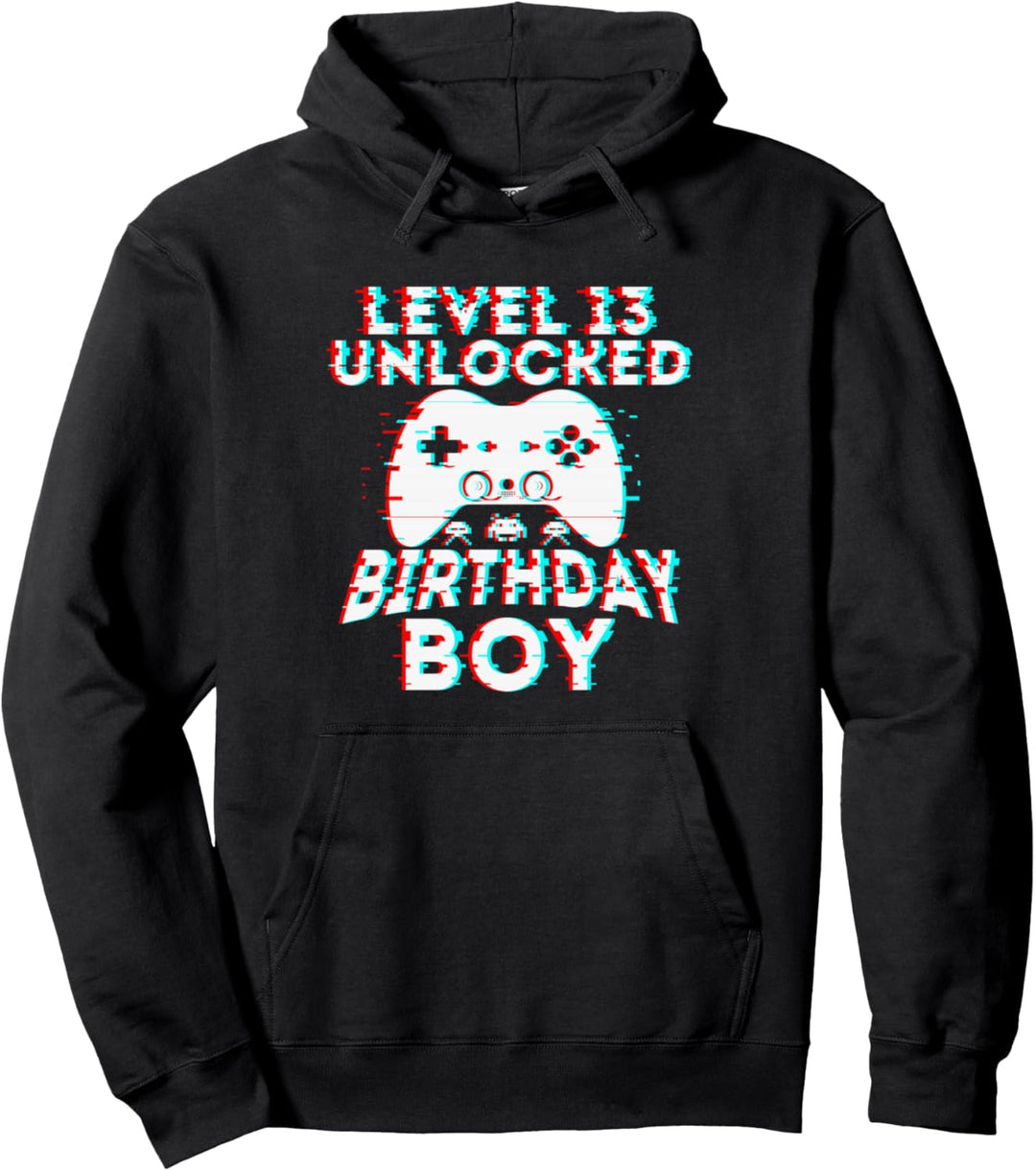 Level 13 Unlocked Birthday Boy Video Gamer Gift Party Gaming Pullover Hoodie