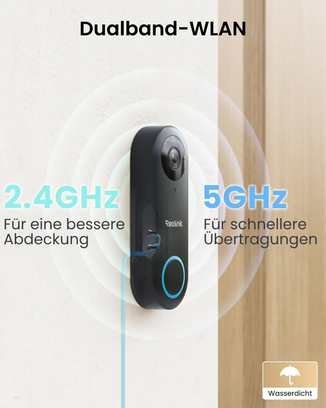 Reolink Video-Türklingel mit Chime, 5MP Ultra HD Kabelgebundene Türklingel mit Kamera, 2,4/5GHz WLAN