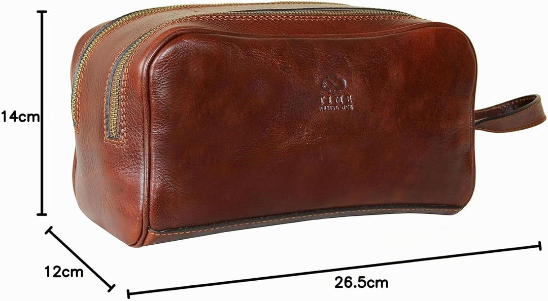 Kulturbeutel Leder Herren - Kosmetikbeutel - Waschtasche für Männer - 100% Echtleder - Hochwertige K