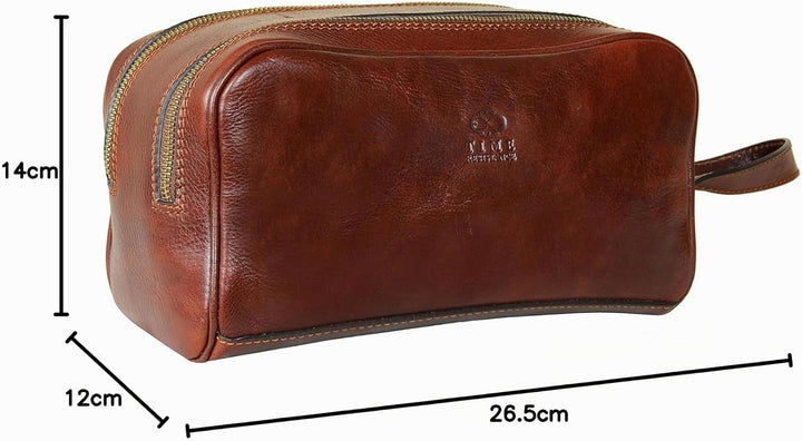 Kulturbeutel Leder Herren - Kosmetikbeutel - Waschtasche für Männer - 100% Echtleder - Hochwertige K