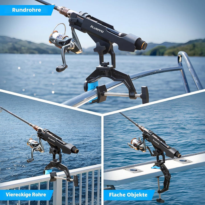 PLUSINNO Angelrutenhalter für Boote, mit vergrösserter Klemme, innovatives doppeltes V-Design, passe