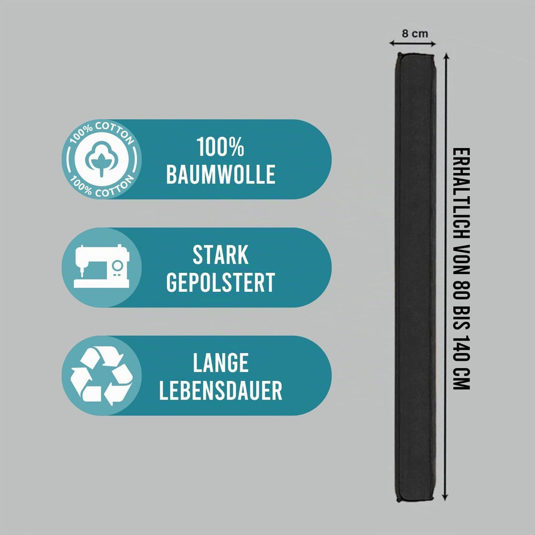 Magnetischer Zugluftstopper für Türen 80cm - Türluftstopper für Schutz - Türbodendichtung Schwarz -