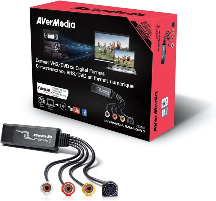 AverMedia [C039] DVD EZMaker 7 - VHS/8mm/Hi8 Videokonverter zur Bearbeitung-Nachbearbeitung [Video v