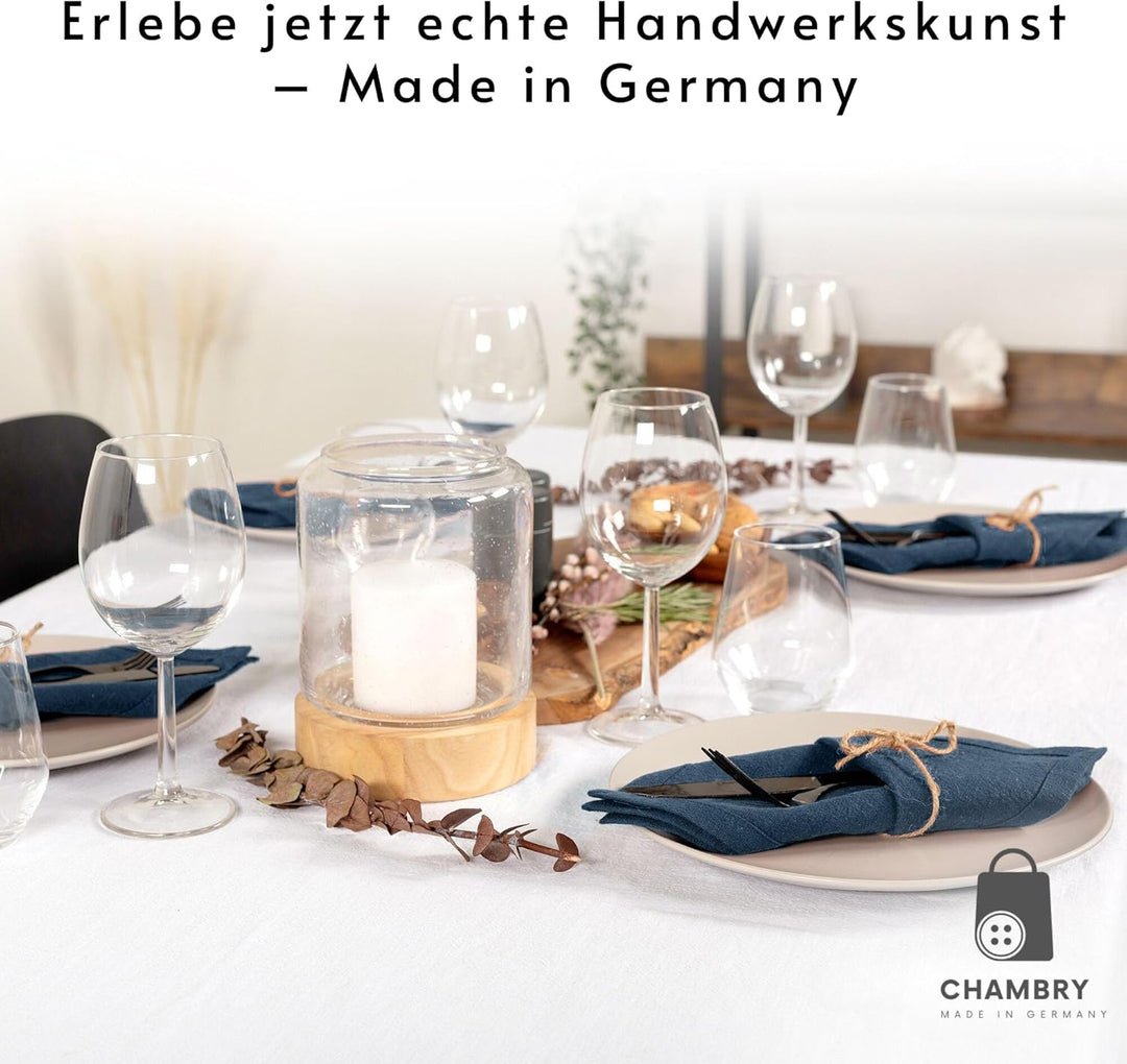 chambry 6 Premium Stoffservietten 100% Leinen Stonewashed - 40cm x 40cm - inkl. Faltanleitung als E-