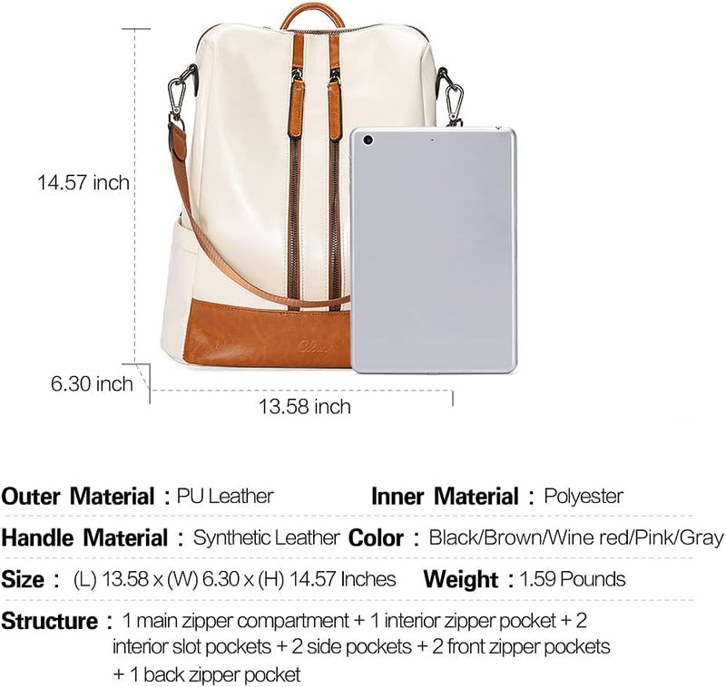 CLUCI Damen Rucksack Mode Leder Schultertasche Elegant Grosse Reiserucksack Leichter Tasche für Frau