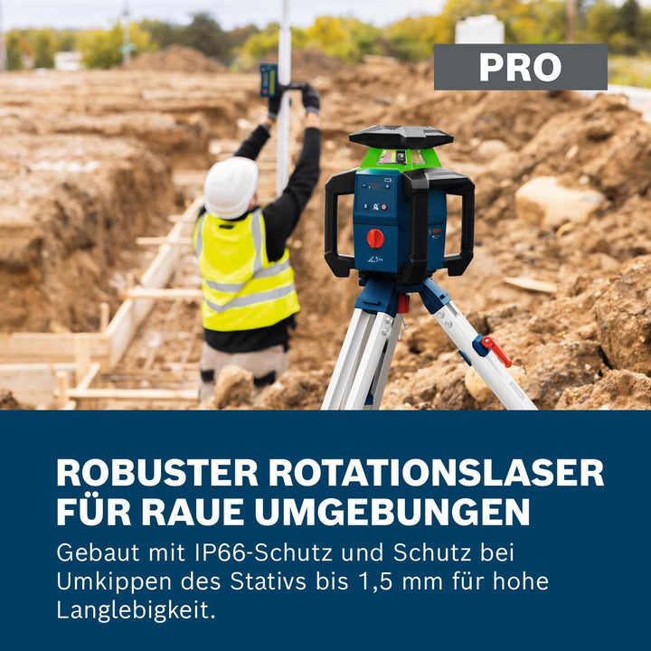 Bosch PRO 18V System Rotationslaser GRL18V-4-34CVG (grüner Laser, Neigungseinstellung ±15%, IP66-Sch
