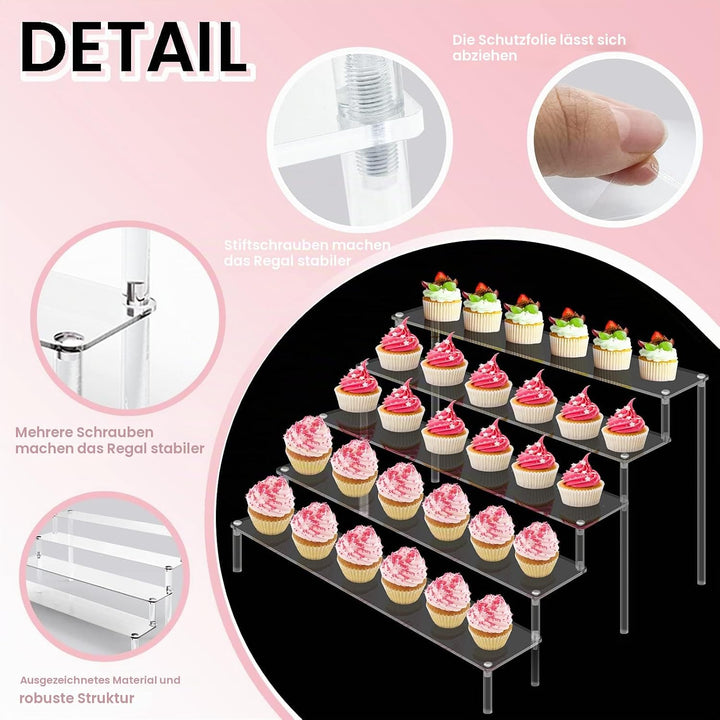 Giyiprpi 5-Stufig Acryl Display Ständer, Transparentes Tischplatte Klar Riser Display Regal für Deko