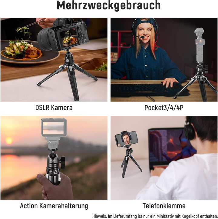 NEEWER Mini Tischstativ aus Metall mit 360° Kugelkopf, unterstützt vertikale Aufnahme und Handgriff,