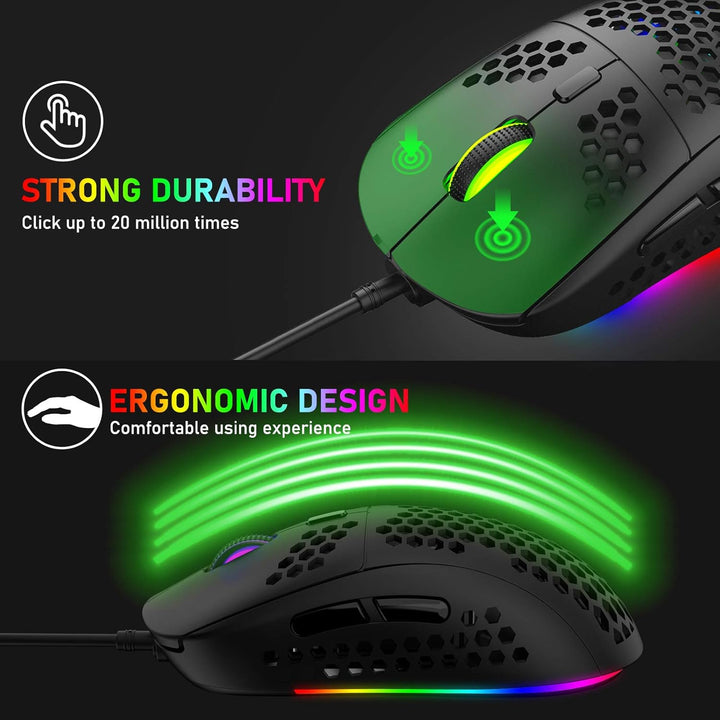 Kabelgebundenes mechanisches TKL-Gaming-Tastatur- und -Maus-Set mit 87 Tasten 3-in-1, mehrere RGB-LE