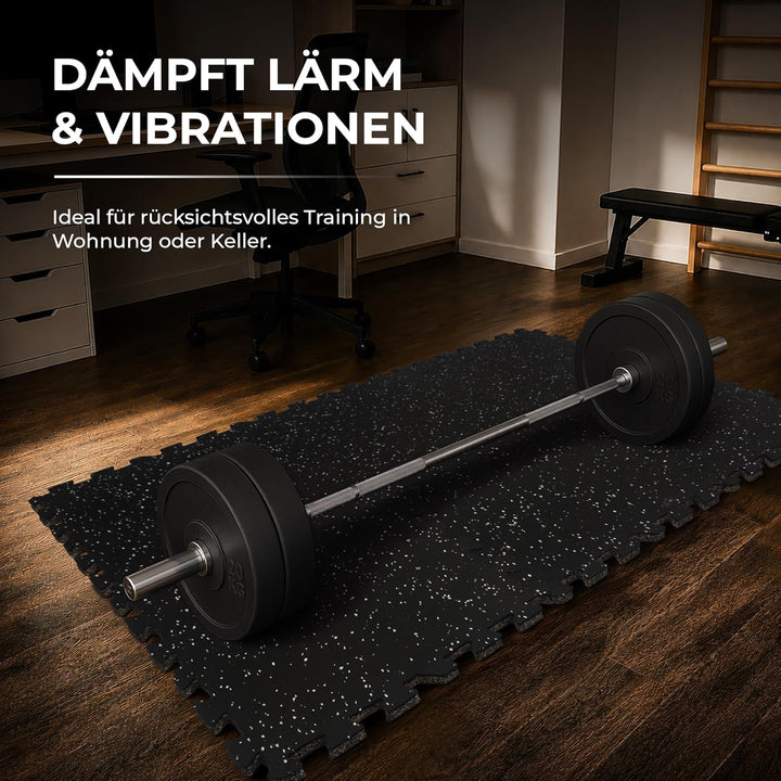 6er Set Bodenschutzmatten 200kg Belastbar Extra Dick, Profi Vibrationsdämpfender Fitness Sportboden