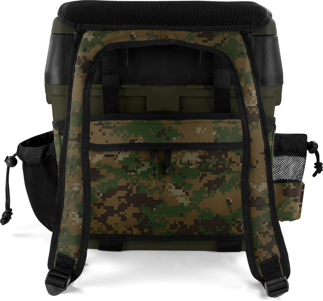 Angelkoffer Angelbox Angeltasche gepolsterte Sitzkiepe Sitzfunktion Gerätekasten mit Rucksackfunktio