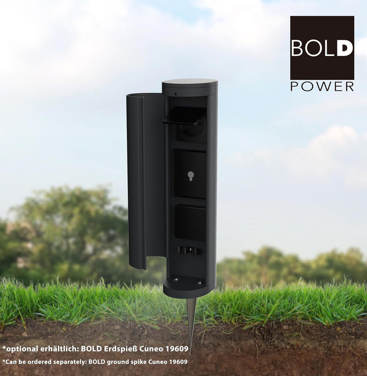 Bold 19486 Volo smarte Garten Steckdose aussen (Steckdosen-Säule) Anthrazit (2X Schuko | Smart Home