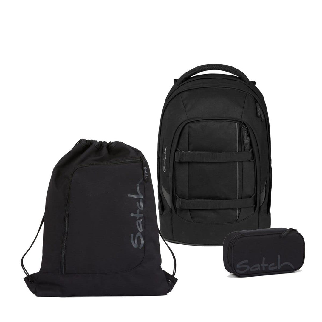 satch Pack Schulrucksack Set 3tlg. mit Schlamperbox und Sportbeutel Blackjackk