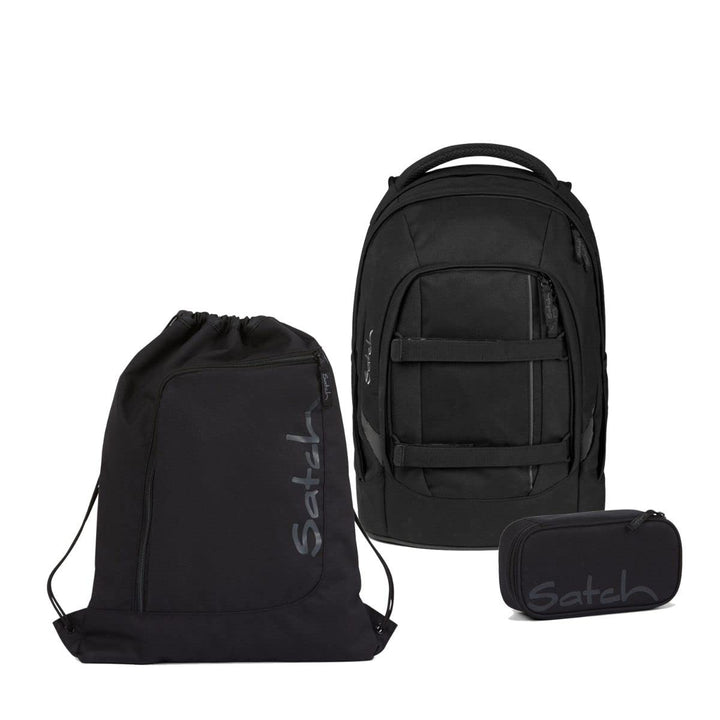 satch Pack Schulrucksack Set 3tlg. mit Schlamperbox und Sportbeutel Blackjackk