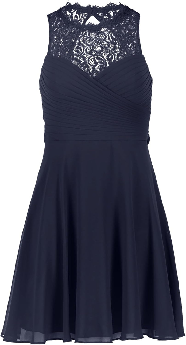 Vera Mont Damen Abendkleid mit Spitze 42 Blau, 34