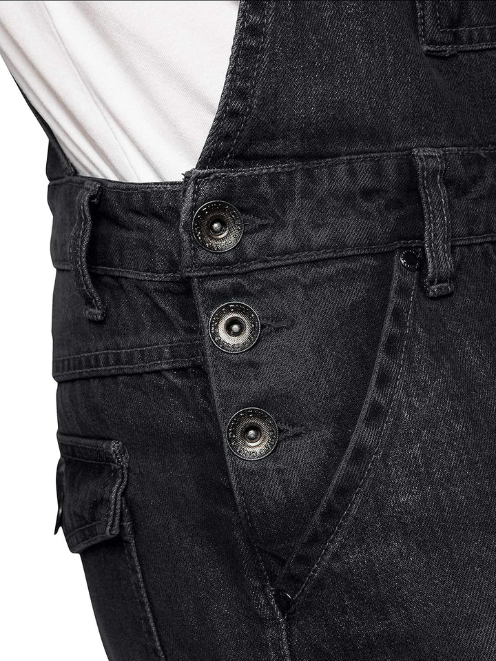 989Zé ENZO Latzhose für Herren, Jeansblau, Arbeitsmode, Latzhose, lässiger Overall, Jeans, Taillengr