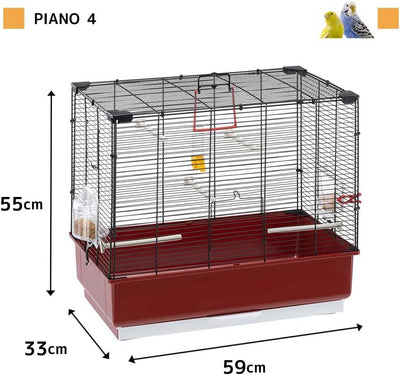 Ferplast Vogelkäfig Wellensittich Käfig Exotenkäfig, inkl. Vogelspielzeug, Vogel-Futternapf, Vogel-S