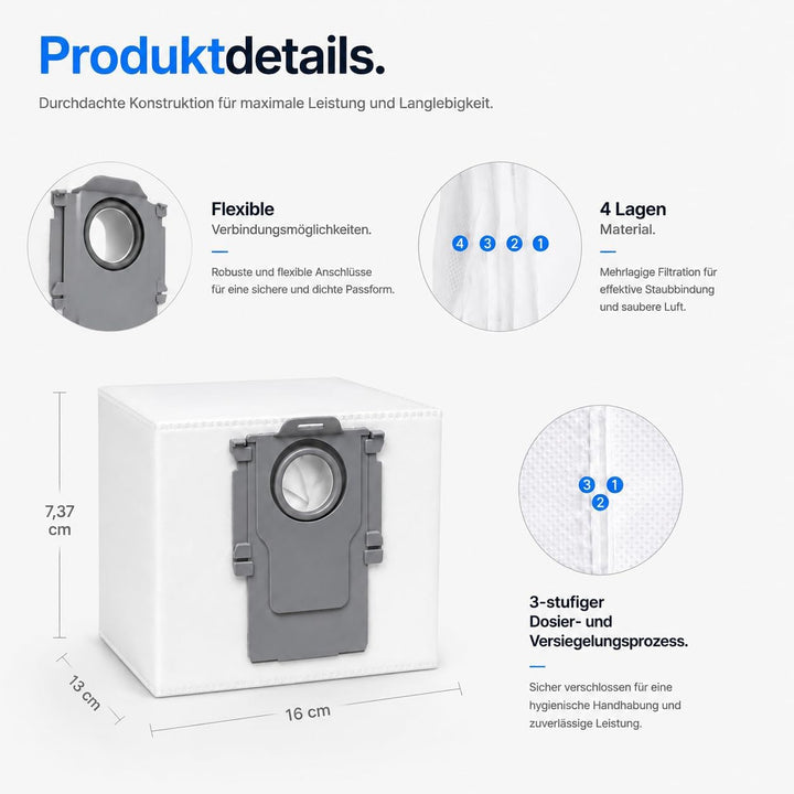 14 Stück Staubbeutel für Roborock S8+ S8 Pro Ultra S7 MaxV Ultra S7 Pro Ultra Q7+ Q7 Max+ T8 Q5+ G10