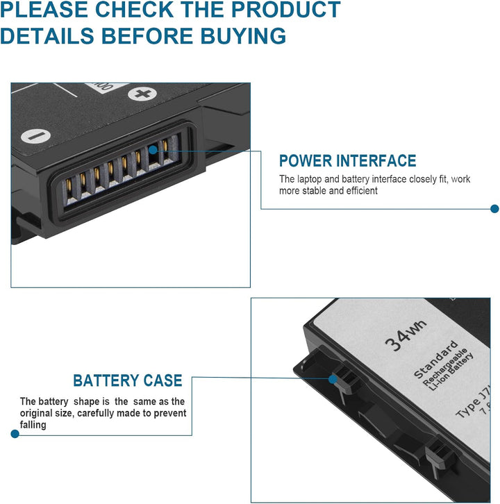 ARyee J7HTX Akku kompatibel mit Dell Latitude 7202 7212 Rugged Extreme Tablet Serie, Ersatz für J7HT