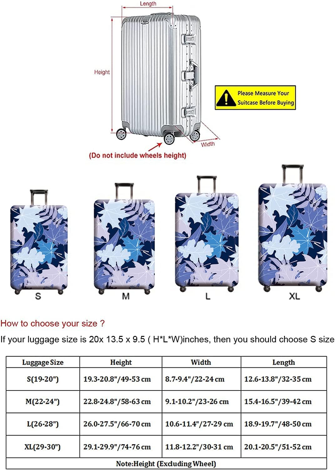 Reisegepäckabdeckung, Kofferschutztasche passt 29-30 Zoll Gepäck Bluemaple Blau XL: 29-30 Zoll Gepäc