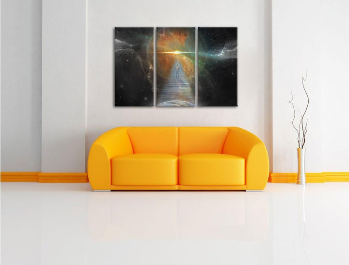 Pixxprint Kosmische Treppe in die Galaxis als Leinwandbild/Grösse: 3 Teilig (120x80 cm) cm/Wandbild/