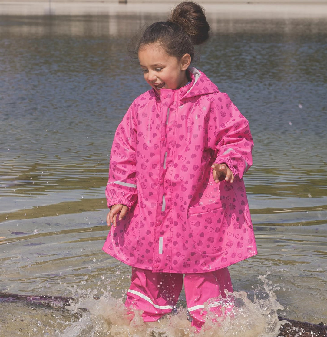Playshoes Unisex Kinder Regenjacke Wind- und wasserdicht Regenmantel Regenbekleidung 128 Herzchen, 1