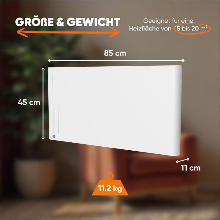 BESTHERM Bestherm Alba Elektrischer Heizung Heizkörper, mit trockener Trägheit, Keramik, 2000 W, hor