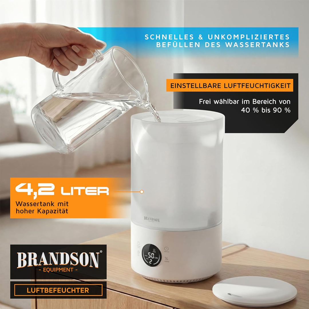 Arendo - Luftbefeuchter digital Display - 4,2 Liter - Fernbedienung - leise - 3 Nebelstufen - Sleep