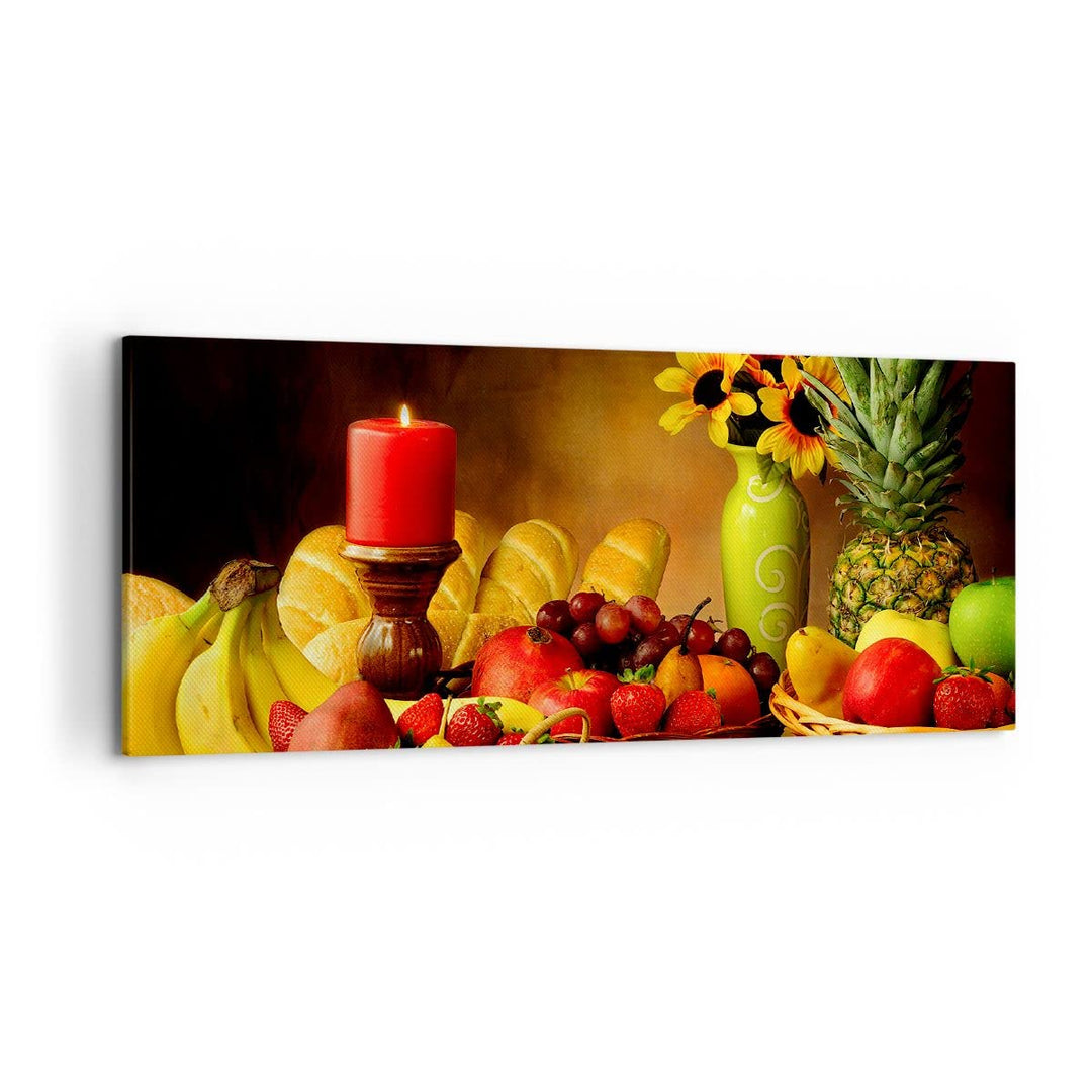 Wandbilder Dekoration Wohnzimmer Banane Korb Essen Früchte Panorama Bilder auf Leinwand 120x50cm Lei