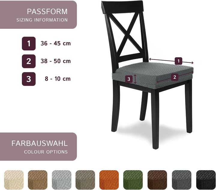 SCHEFFLER-Home Stretch Stuhlbezug Luna Anthrazit/Stuhlüberzug 6er Set elastische Flanell Stuhlbezüge