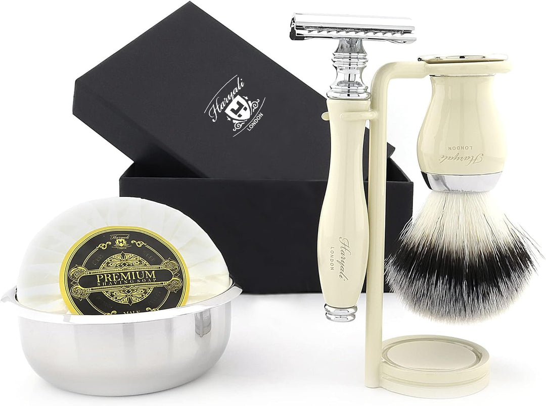 Rasierhobel Set für Herren, 6-in-1 Rasierpinselset mit Rasierständer, Rasierset mit Rasierer, Rasier