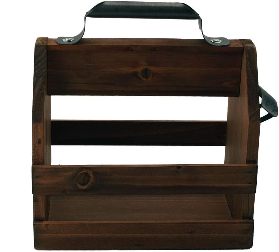 Retro Bierträger für 6 Flaschen 0,33 L Holz mit Metall Flaschenöffner Flaschenhalter Flaschenträger