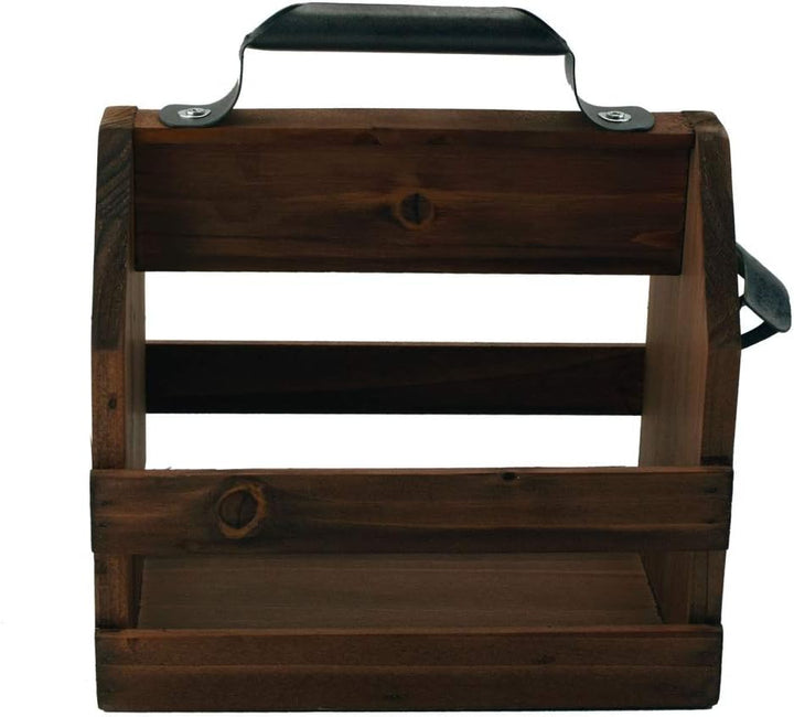 Retro Bierträger für 6 Flaschen 0,33 L Holz mit Metall Flaschenöffner Flaschenhalter Flaschenträger