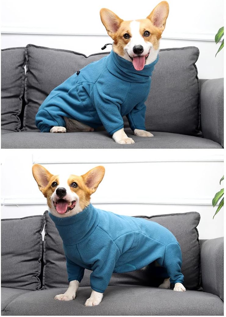 Hund Dicke Fleece Warme Pullover Mit Reissverschluss, Haustier Winter Warme Vierbeinige Onesies Mant