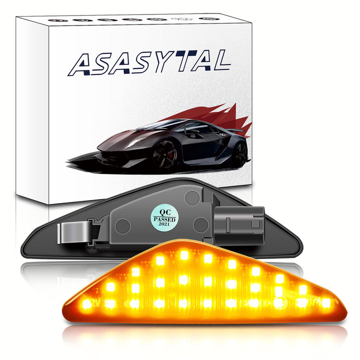 Asasytal Blinker Seitenblinkleuchten Set, Kotflügel-Blinker Gelb Super Heller Schwarze Rauchlinse, E