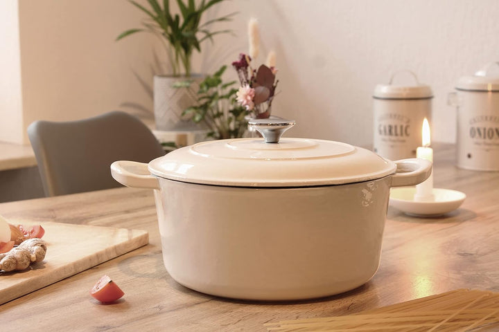 Echtwerk Schmortopf aus Gusseisen mit Emaille-Beschichtung, Gusseisentopf, Bräter mit Deckel, Brotba