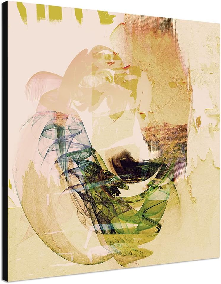 Paul Sinus Art Ersehnte Blicke - Abstrakt320_60x60cm Bild auf Leinwand Abstraktes Bild beige grün bl