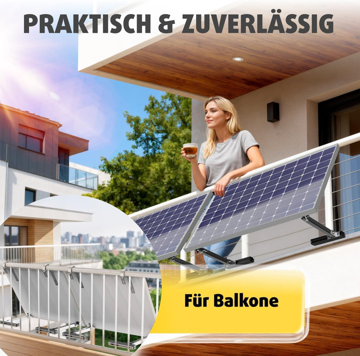 Avoltik 2x Balkonkraftwerk Halterung Balkon für alle Solarpanel-Grössen I Solarmodul Halterung aus r